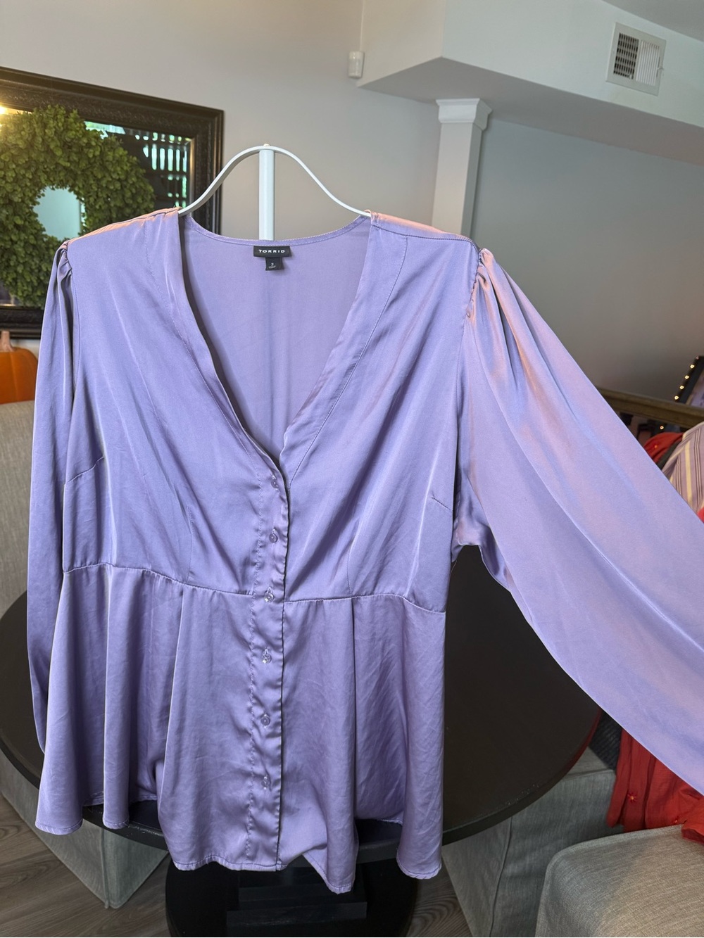 torrid Lavender V-Neck Button Peplum Blouse